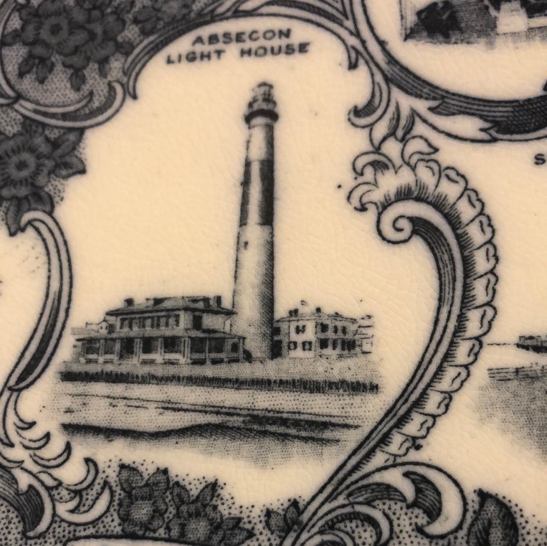 Blue and White Souvenir Plate from Atlantic City