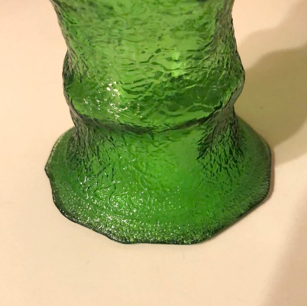 Crinkled Green Glass Vase/Candelstick