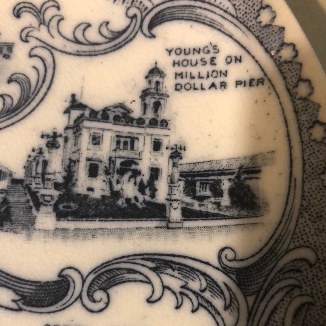 Blue and White Souvenir Plate from Atlantic City
