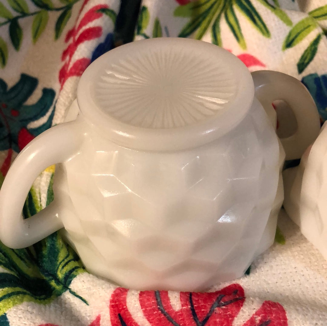 Milk Glass Sugar and Creamer