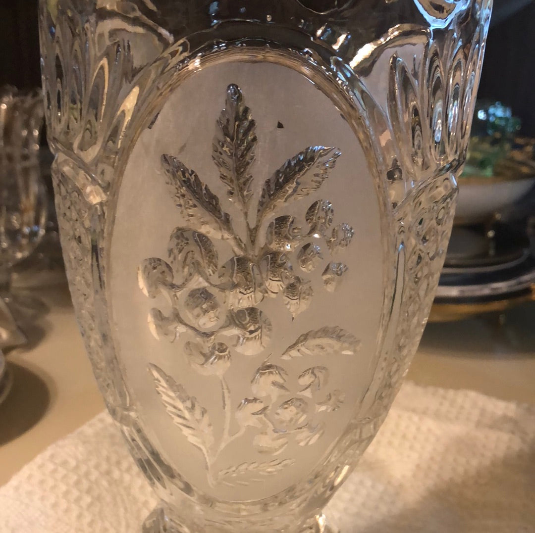 Vintage Czech etched crystal 11” Vase