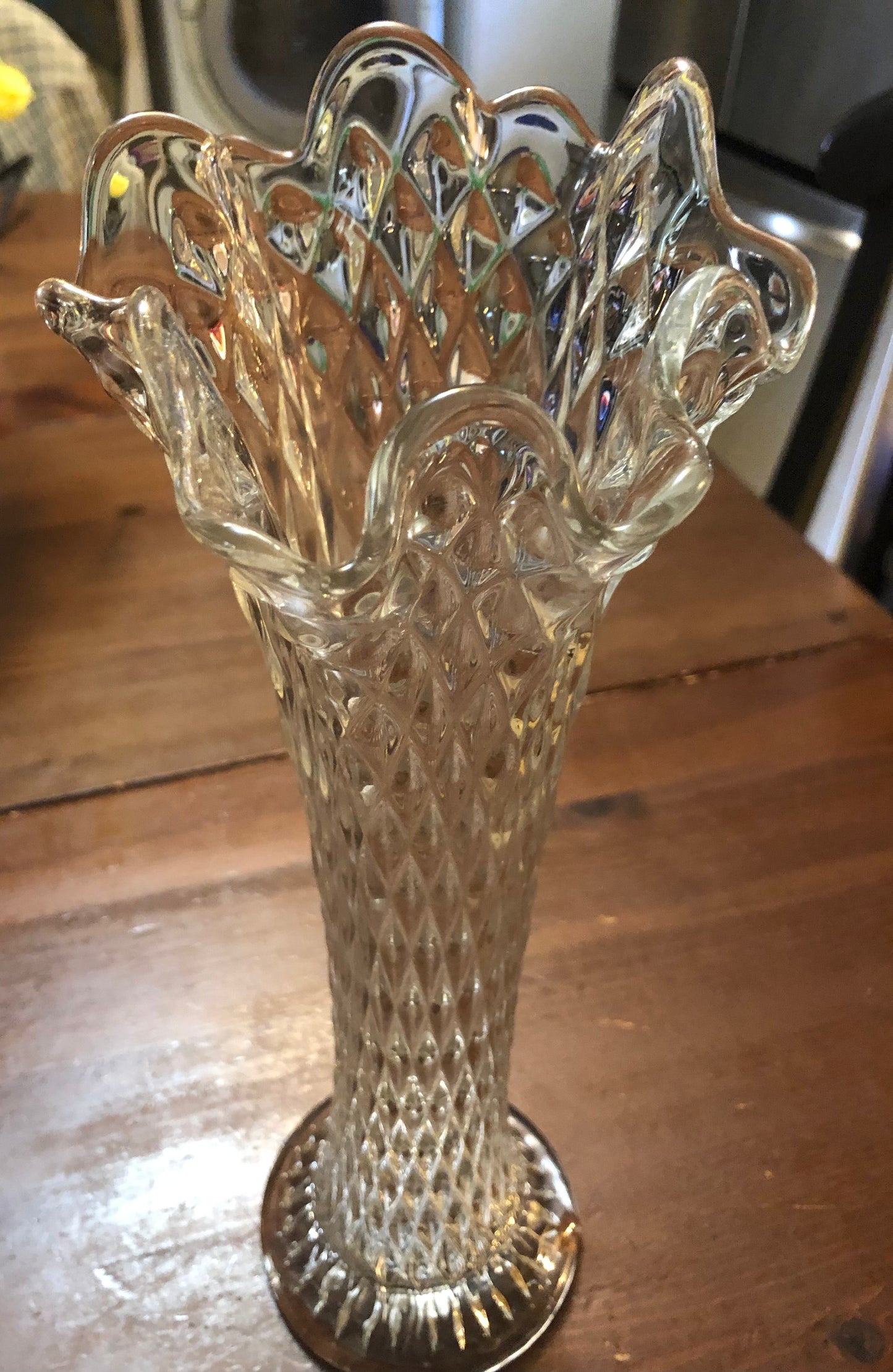 Fostoria Diamond Cut Fluted Vase