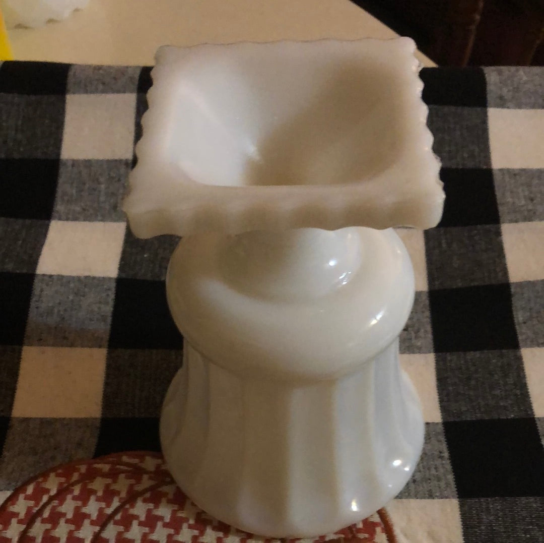 Milk Glass Urn Style Vase