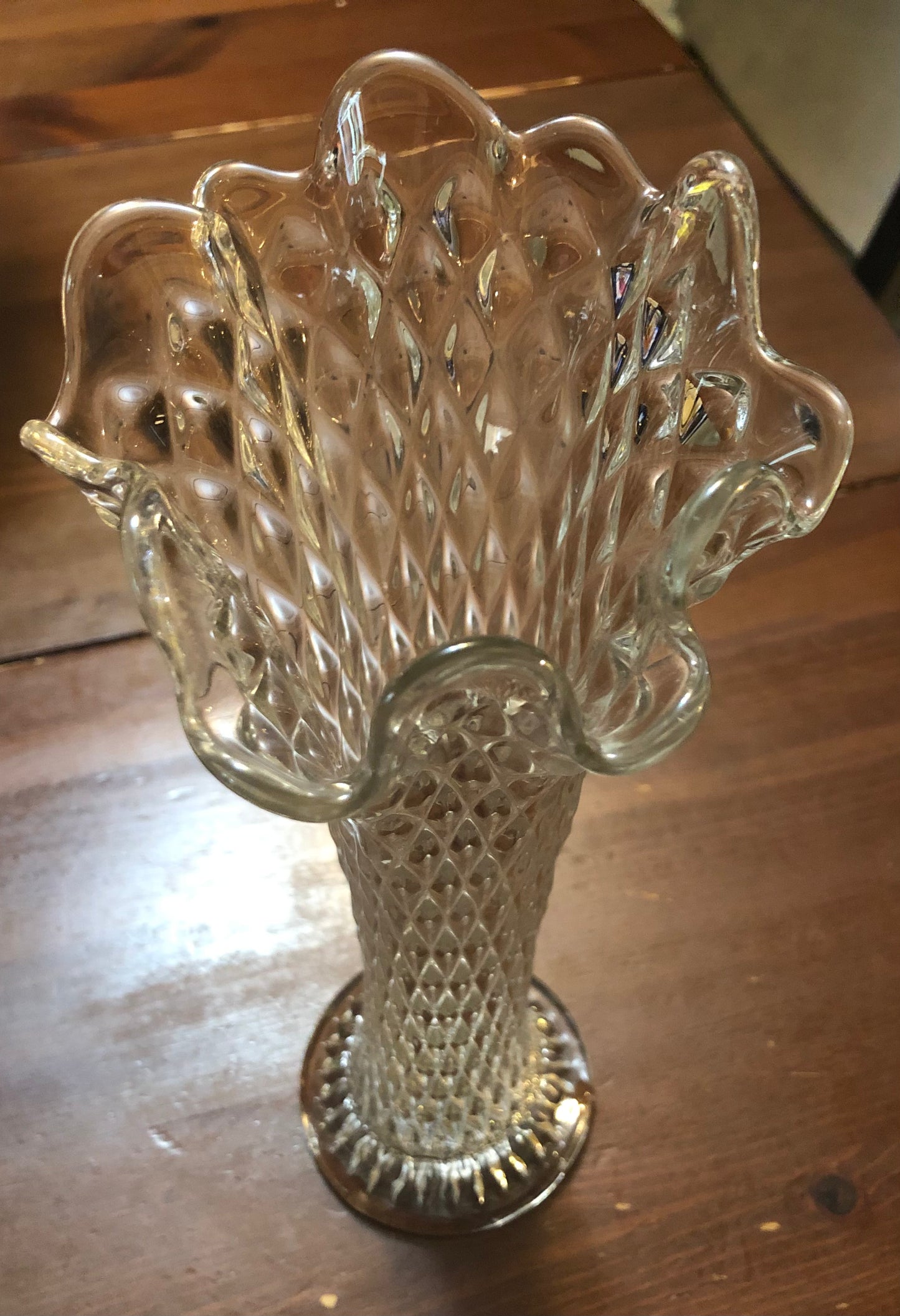 Fostoria Diamond Cut Fluted Vase