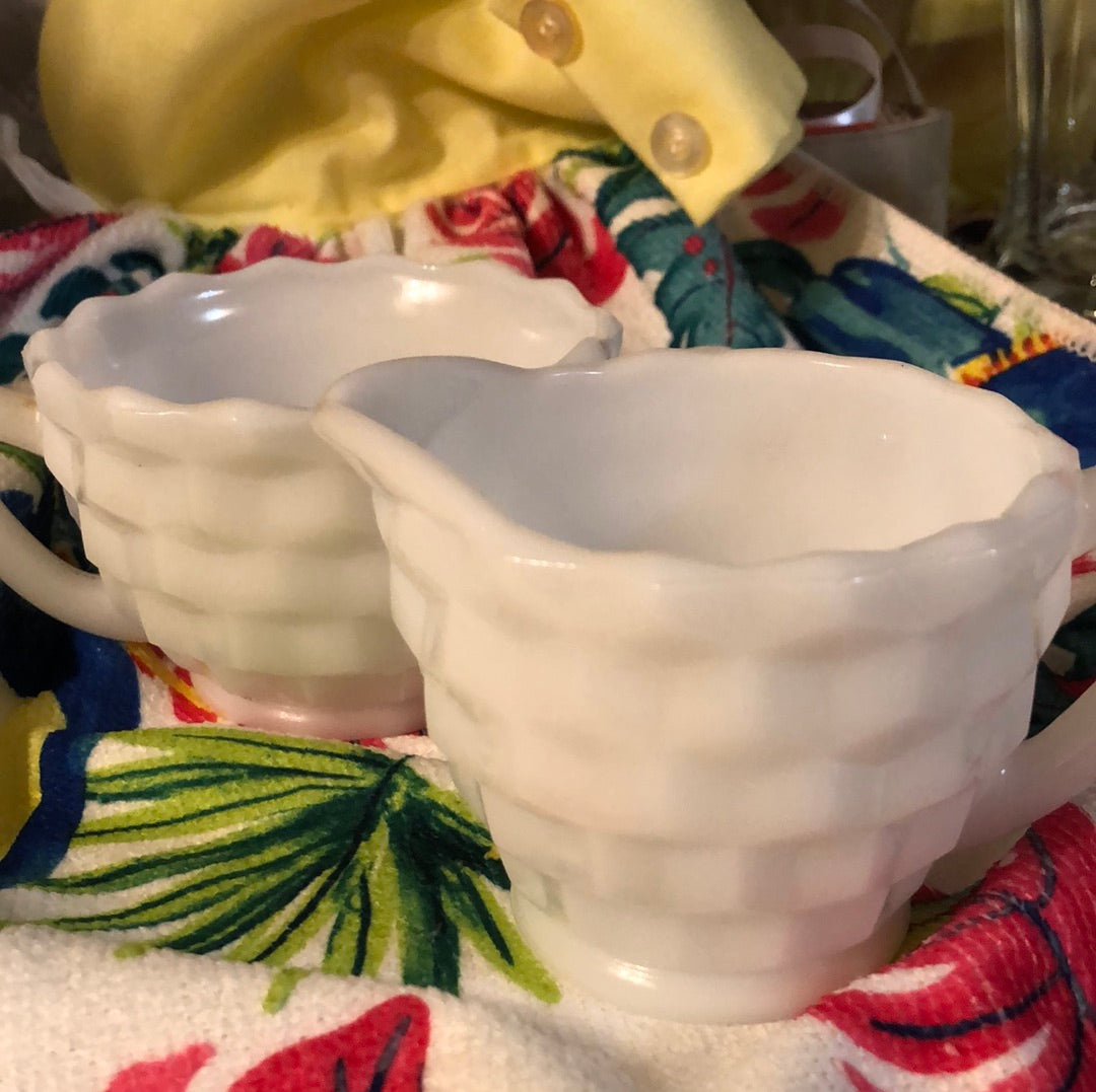Milk Glass Sugar and Creamer