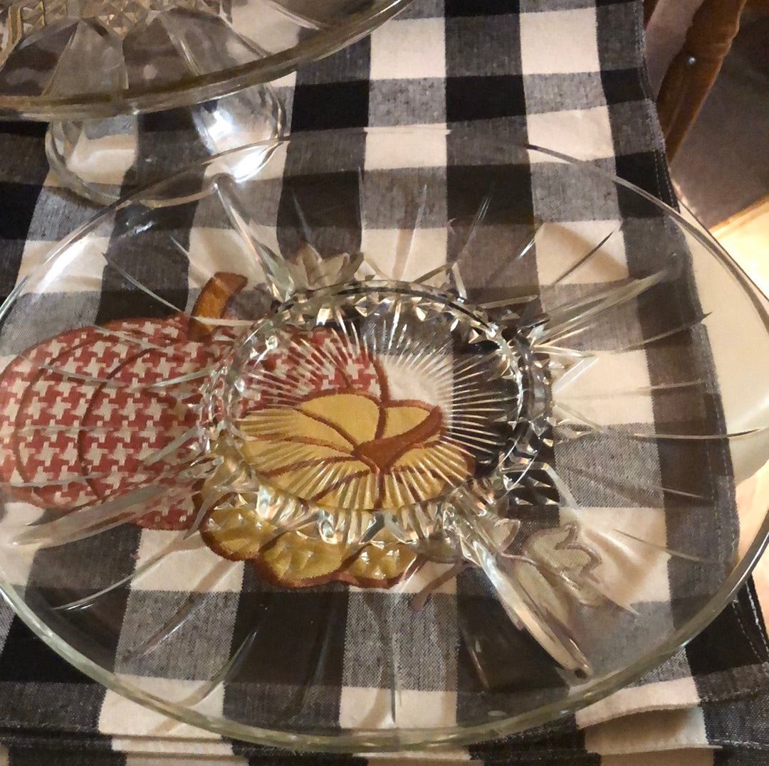 MCM Pressed Glass Cake Stand