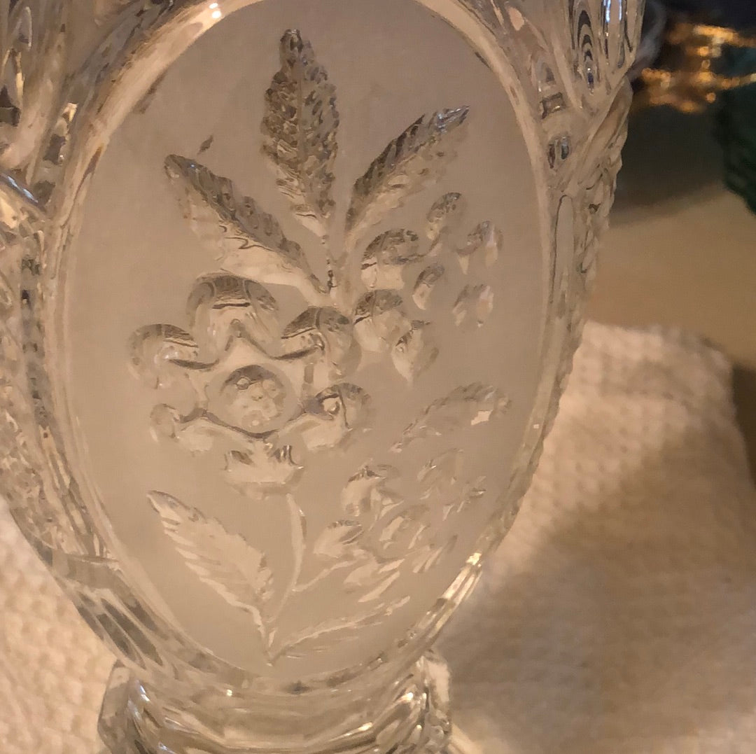 Vintage Czech etched crystal 11” Vase