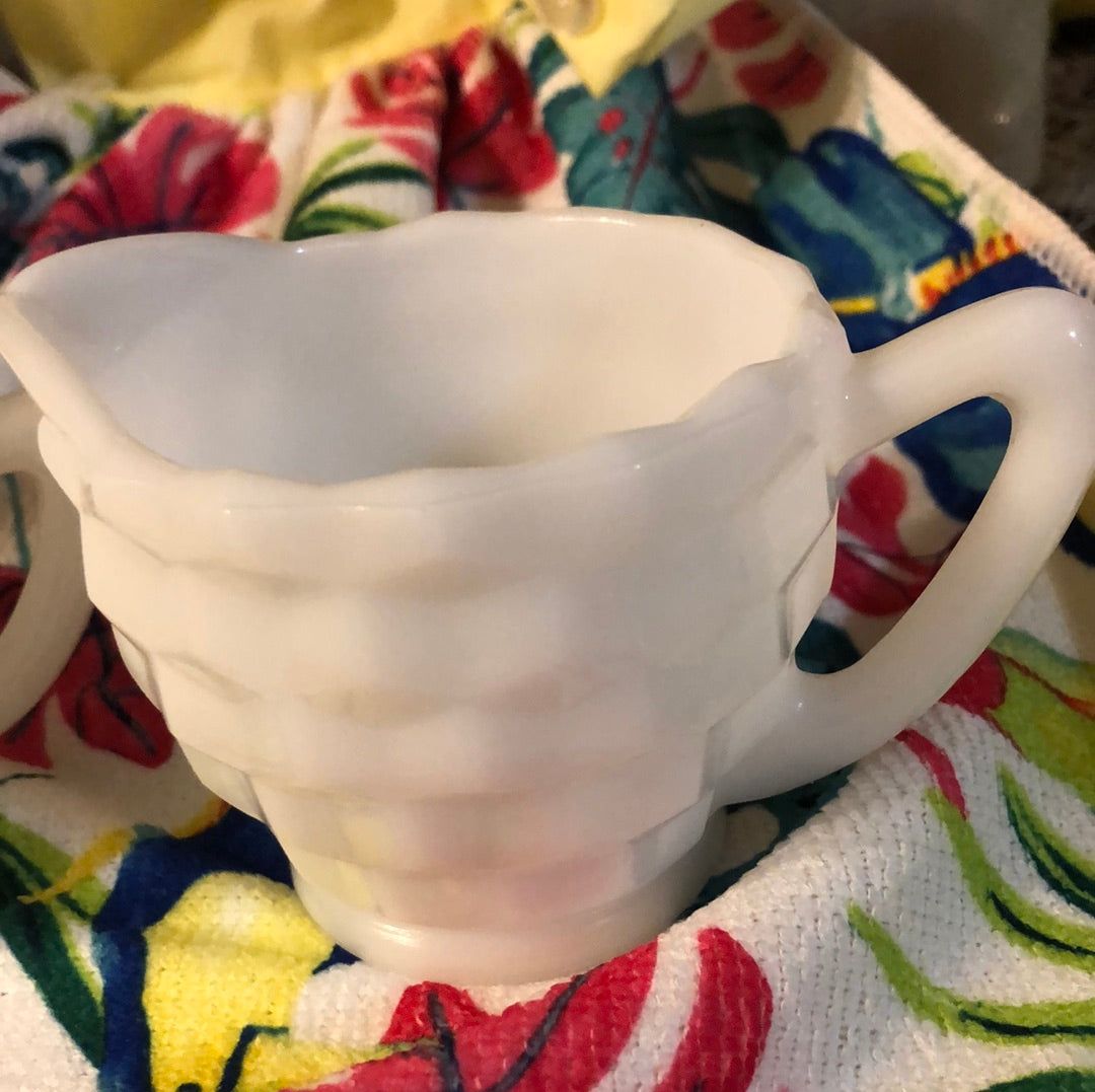 Milk Glass Sugar and Creamer