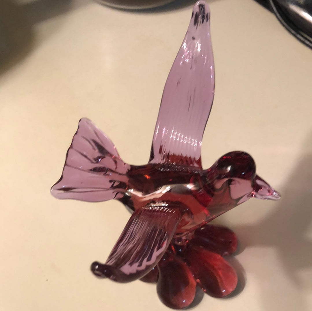 Bohemian Style Blown Glass Red Bird