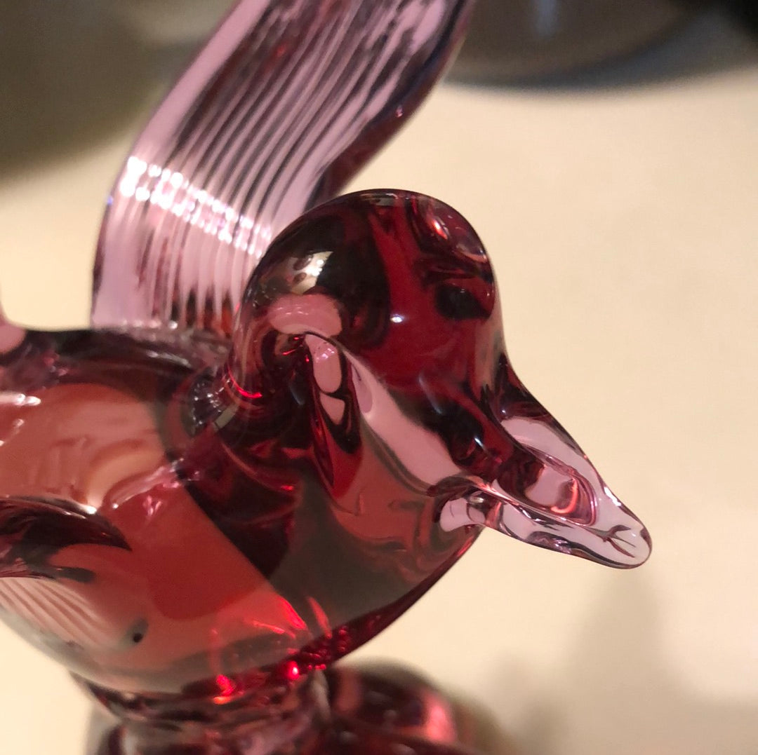Bohemian Style Blown Glass Red Bird
