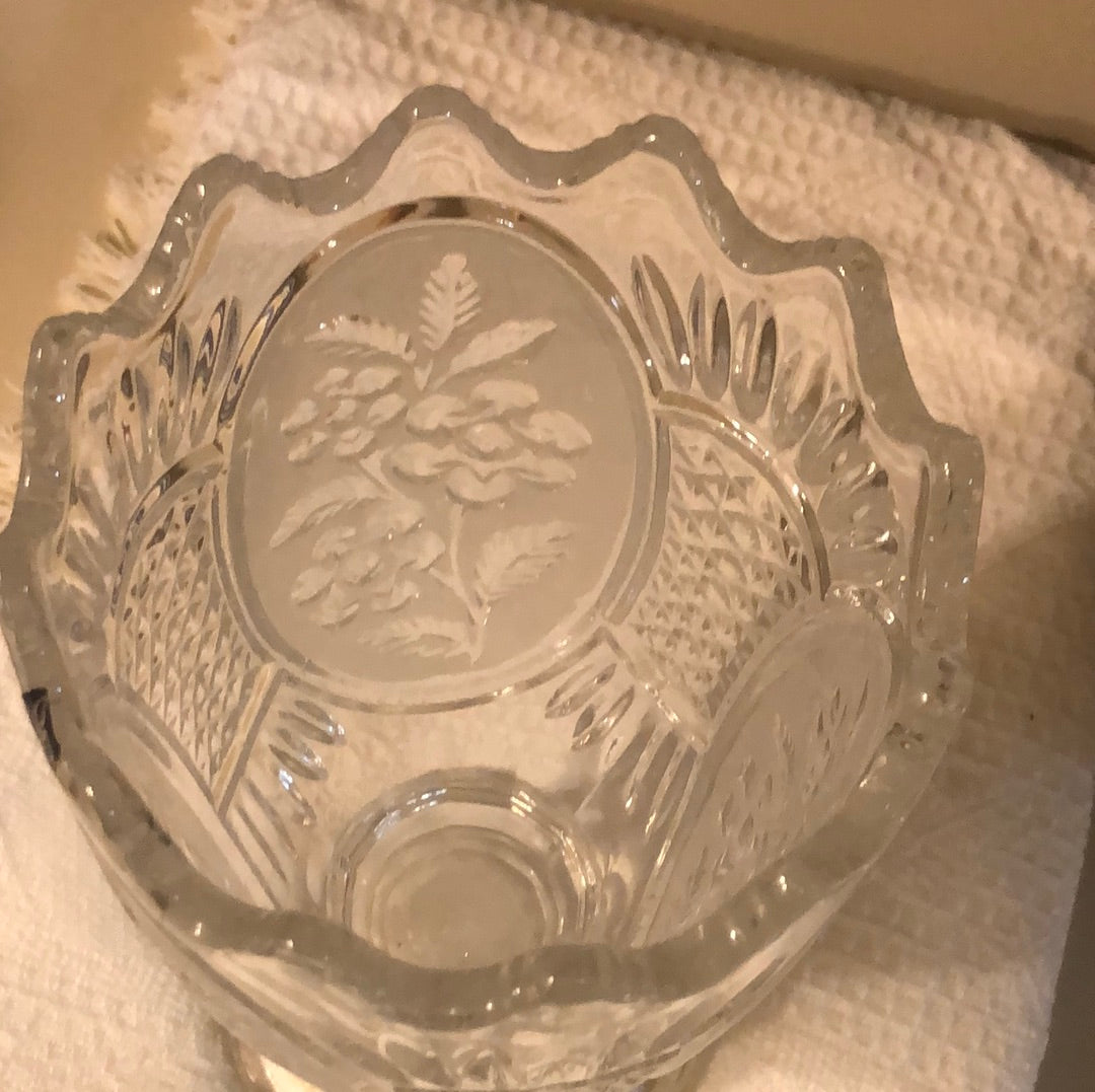 Vintage Czech etched crystal 11” Vase