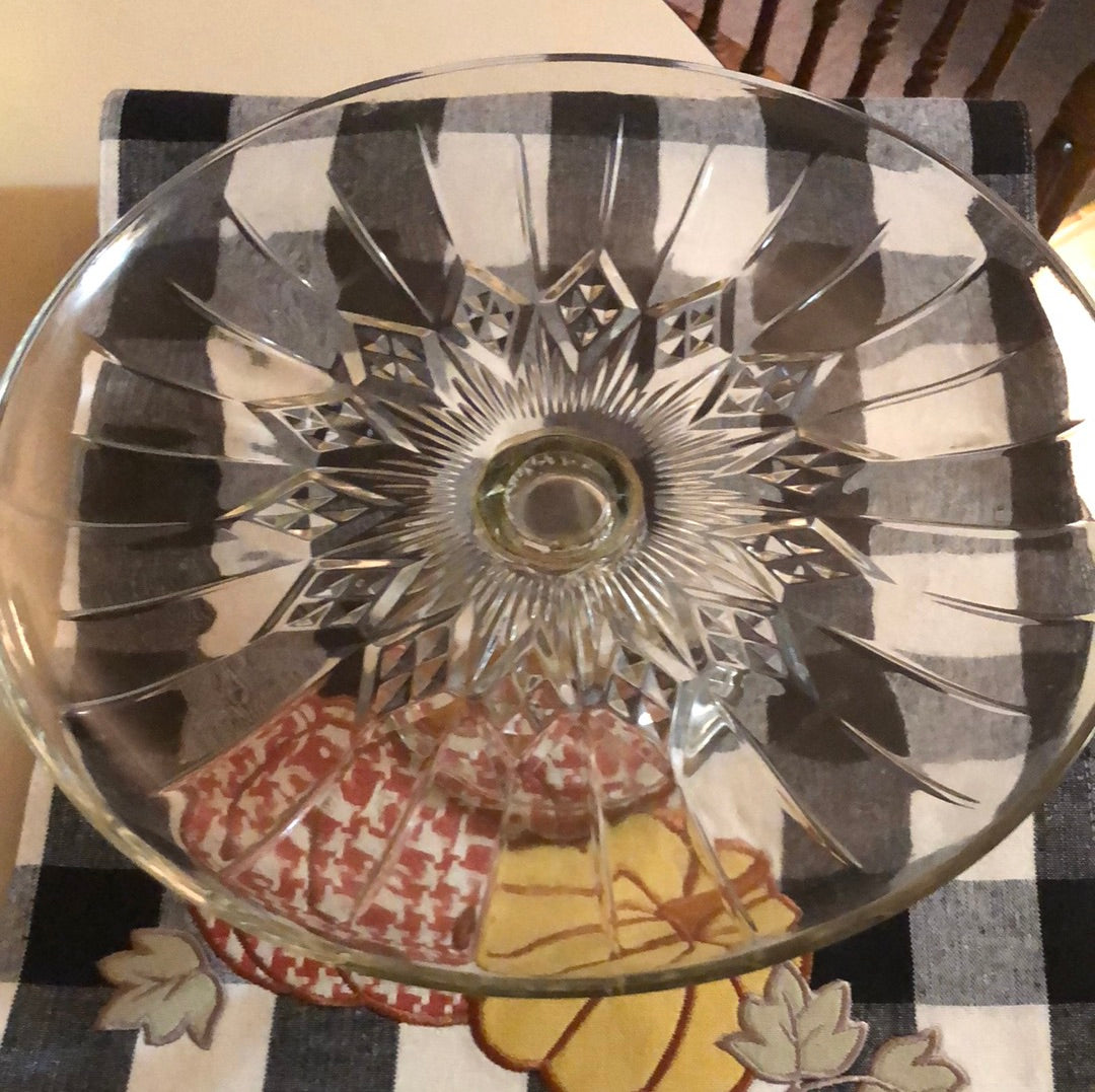 MCM Pressed Glass Cake Stand