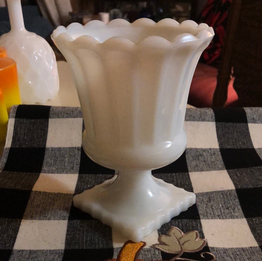 Milk Glass Urn Style Vase