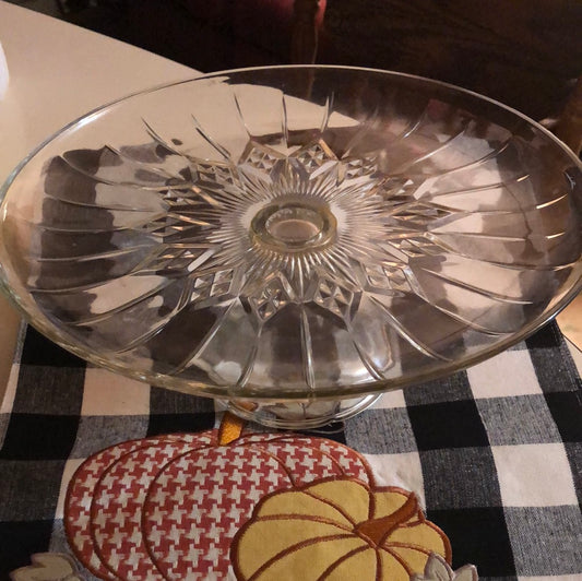 MCM Pressed Glass Cake Stand