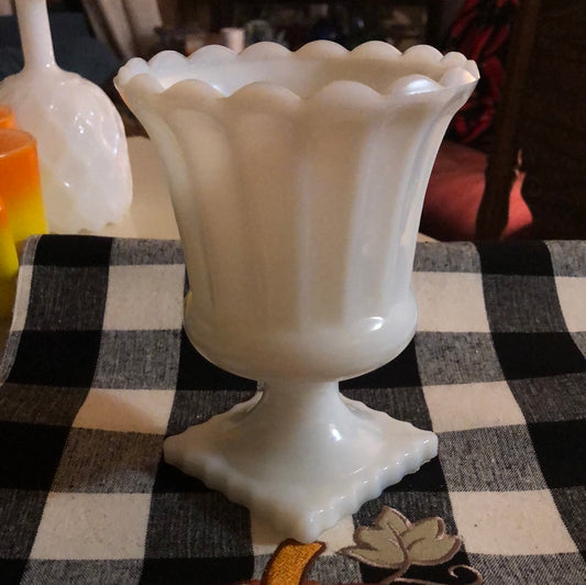 Milk Glass Urn Style Vase